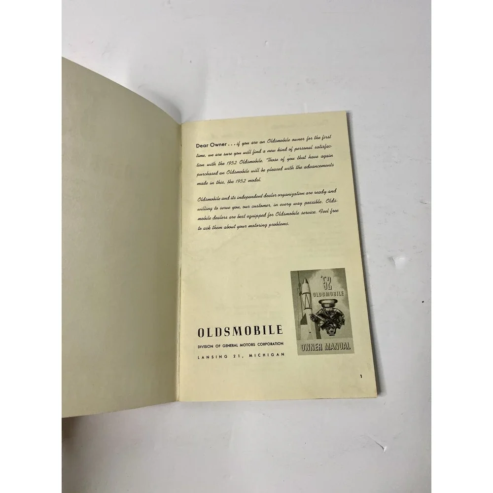 OEM 1952 Oldsmobile Owner Manual Original Car Vehicle Guide
